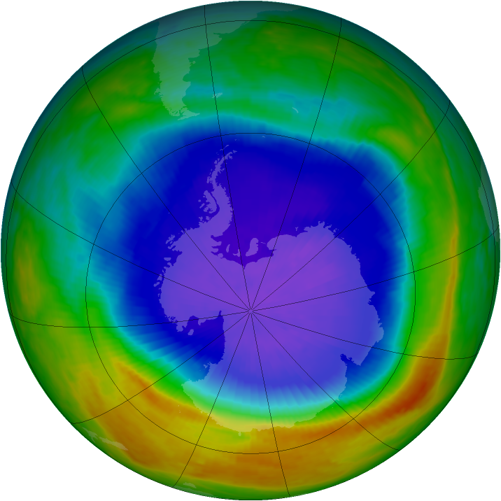 Antarctic ozone map for 09 October 1987